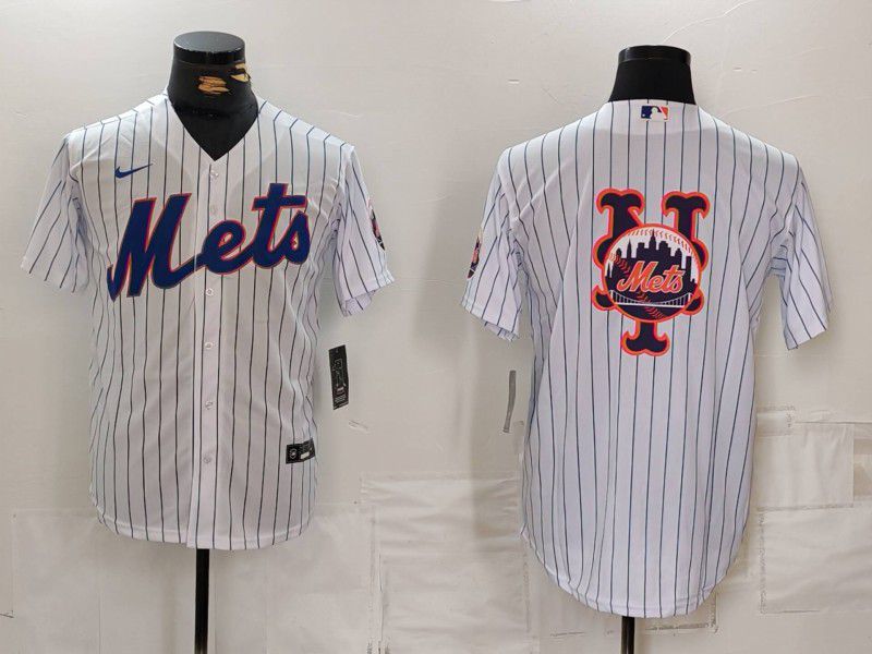 Men New York Mets Blank White Stripe Game 2024 Nike MLB Jersey style 3